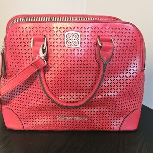 Christian Siriano Red Satchel with Cutout Design